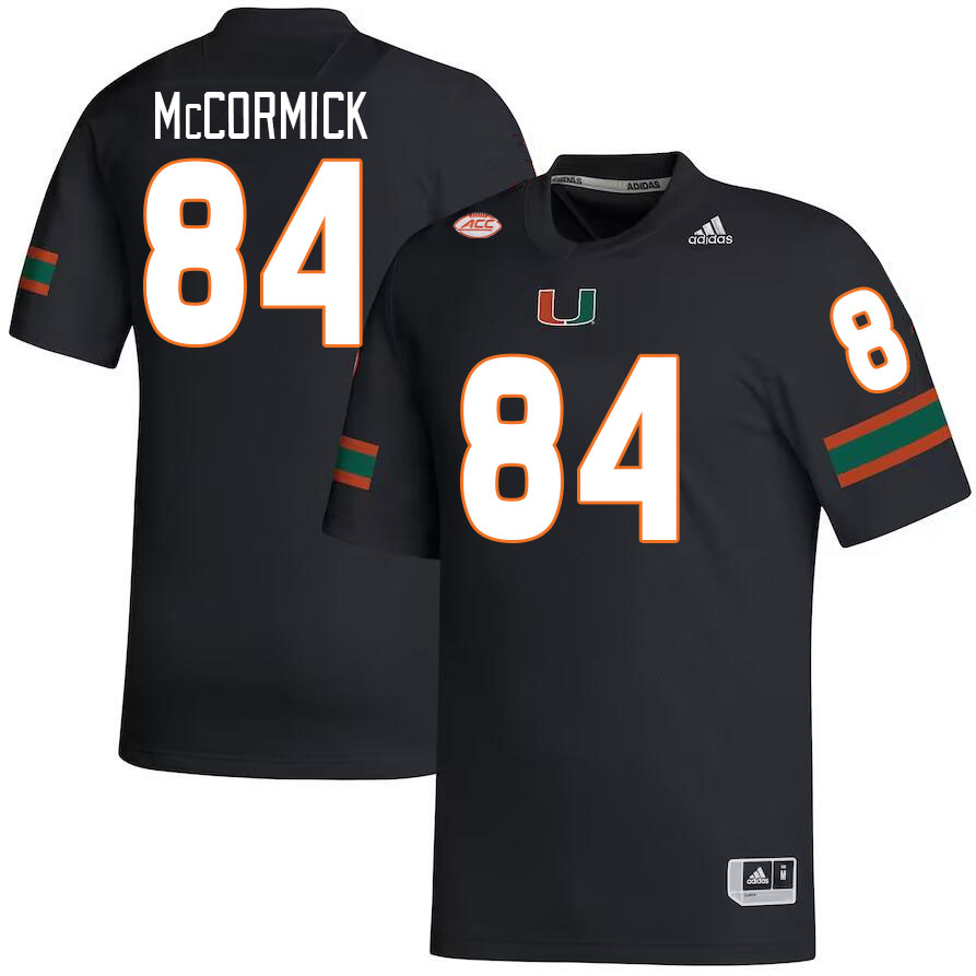 Men #84 Cam McCormick Miami Hurricanes College Football Jerseys Stitched Sale-Black - Click Image to Close